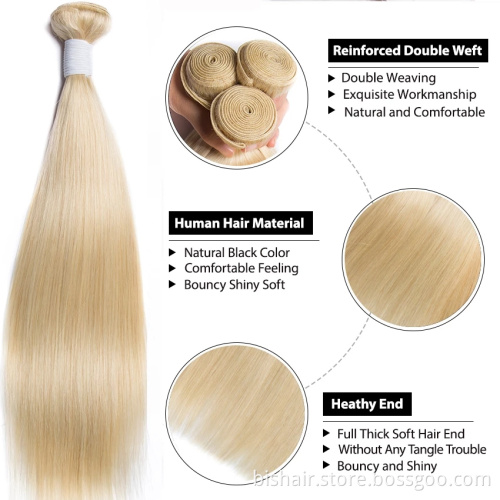 10A blonde 613 hair bundle 10-32 inch long straight hair 1/3/4 straight hair bundle 100% real hair, no knots, no shedding